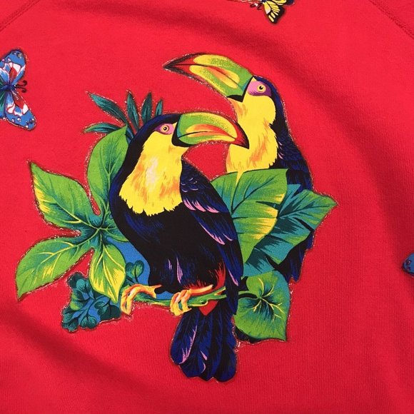 Vintage Hanes Her Way Parrot Birds Sweatshirt Women XL Nature Crewneck USA Made - Picture 3 of 8